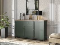 Commode EVOCO 3 deuren en 1 lade ribbec eik/groen