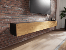 Tv-meubel KINGSTON 2 klapdeuren 245 cm zwarte eik/gouden eik