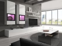 Tv-meubel set BABEL 5 deuren wit/hoogglans wit met verlichting met salontafel