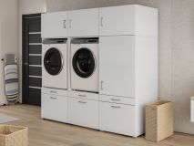 Kast WASHING 2 machines naast elkaar met kast 1 deur 2 lades LARGE wit