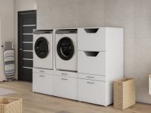 Kast WASHING 2 machines naast elkaar met kast voor wasgoed  MEDIUM wit