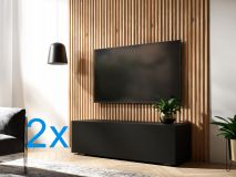 Tv-meubel KINGSTON 2 klapdeuren 210 cm mat zwart