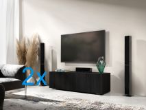 Tv-meubel KINGSTON 2 klapdeuren 210 cm zwart eik