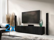 Tv-meubel KINGSTON 2 klapdeuren 280 cm zwart eik