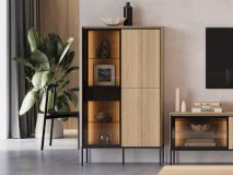 Vitrinekast VIDDO II 3 deuren linea eik met led