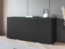 Dressoir VITTORIO 2 deuren 3 lades grafiet met led