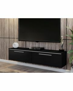 Tv-meubel AMBROSA 160 cm 2 klapdeuren mat zwart met led