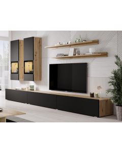 Tv-meubel set BABEL 5 deuren eik artisan/zwart met led
