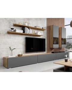 Tv-meubel set BABEL 5 deuren artisan eik/grijs zonder led
