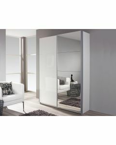 Schoenen- en kledingkast MINOTOR 2 schuifdeuren met spiegel 181 cm wit