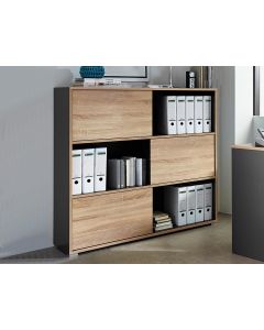 Boekenkast met schuifdeuren LEA 3 planken antraciet