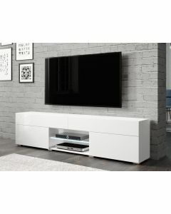Tv-meubel CARTER 2 deuren 2 lades hoogglans wit/wit zonder led 