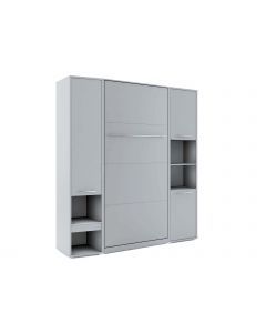 Opklapbed CONCEPTION 90x200 cm mat grijs (verticaal) met kasten en matras