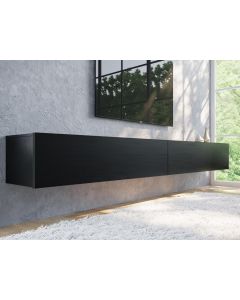 Tv-meubel KINGSTON 2 klapdeuren 280 cm zwart eik