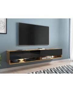 TV-meubel ACAPULCO 2 klapdeuren 180 cm eik/hoogglans zwart