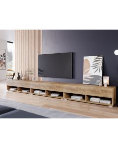 TV-meubel ACAPULCO 1 klapdeur 300 cm kastanjebruin met led