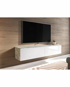 TV-meubel DUBAI 2 klapdeuren 140 cm wit/beton zonder verlichting