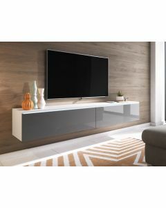 TV-meubel DUBAI 2 klapdeuren 180 cm wit/hoogglans grijs zonder verlichting