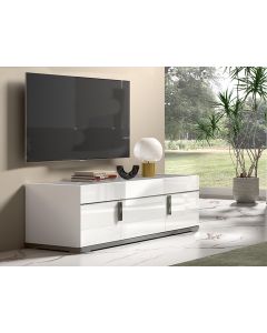 Tv-meubel MIRAS DELUXE 3 deuren hoogglans wit/marmer grijs