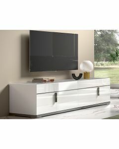 Tv-meubel MIRAS DELUXE 4 deuren hoogglans wit/marmer grijs