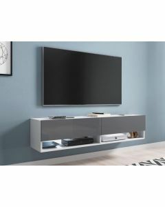 TV-meubel ACAPULCO 2 klapdeuren 140 cm wit/grijs met led
