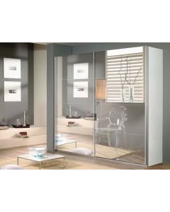 Kast QUATUOR 2 deuren 226 cm wit/spiegel
