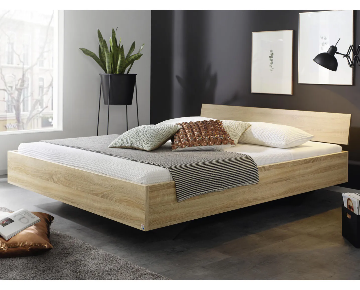 Zravenna Bed 140x200, opbergbed met bedlade, tweepersoonsbed bedframe, linnen materiaal, multifunctioneel bed, grote opbergruimte, (zonder matras), beige (beige, 140x200cm