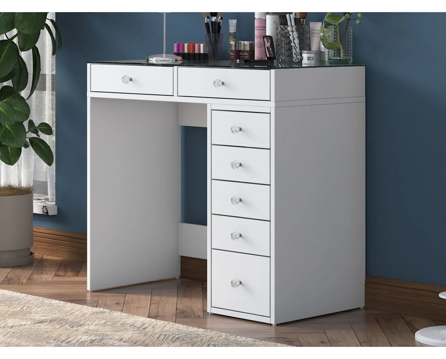Stijlvolle make up tafel met spiegel kopen? Hout zwart