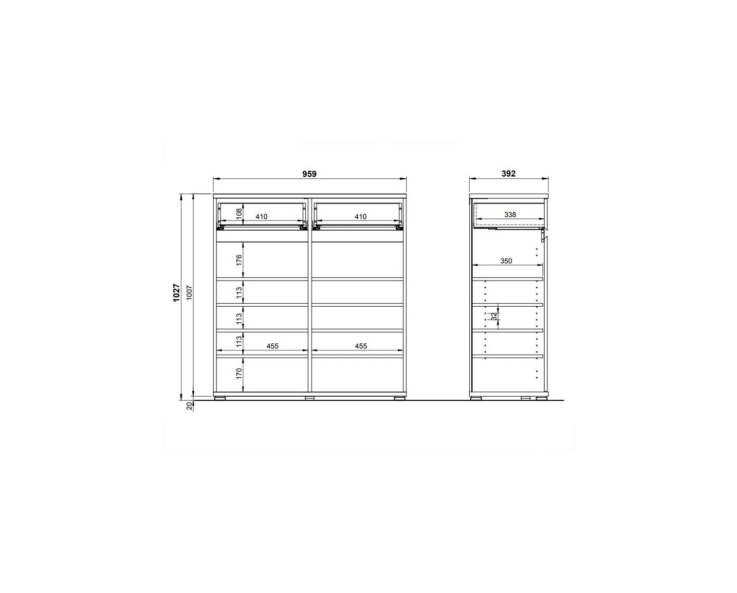 2-deurs schoenenkast met zwart houteffect in de hal - KLARK | The Art