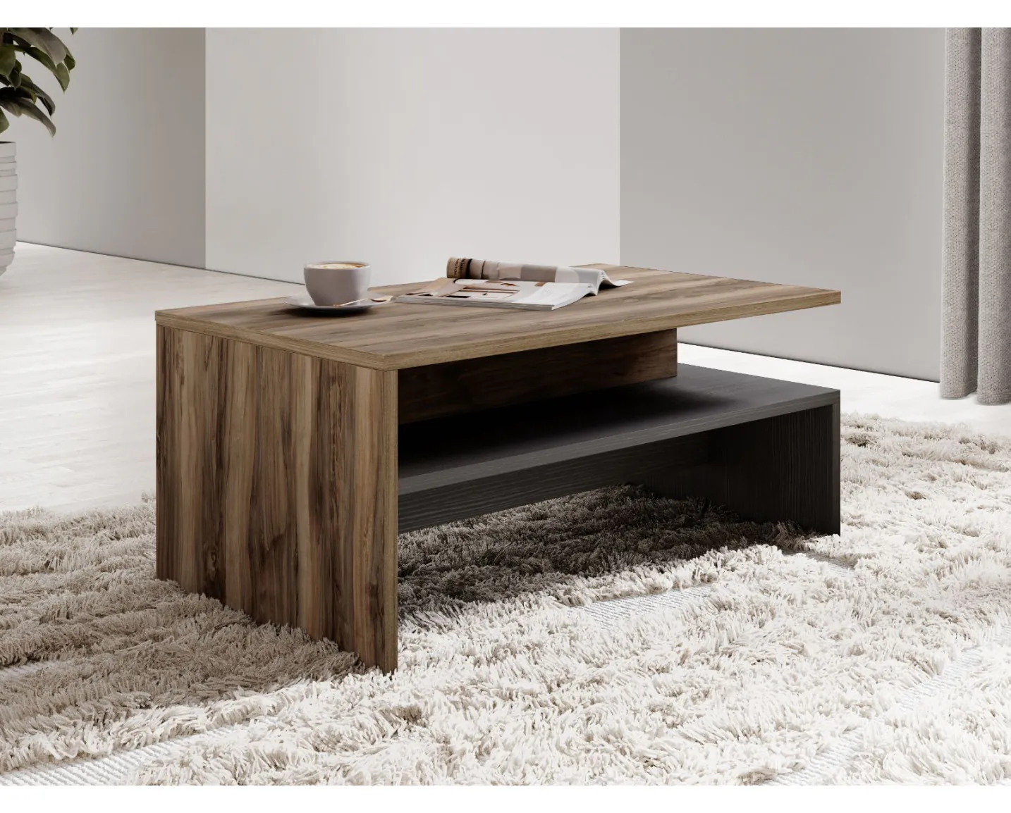 Vicco Salontafel set Tavilo, Walnoot, 48 x 48 cm 2 delen