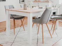 Rechthoekige eettafel BERGAMOTE 160 cm wit/artisan eik met verlengstuk