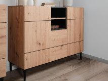 Commode NOLLY 3 deuren 2 vakken zwart/artisan eik 