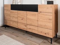 Commode NOLLY 5 deuren 2 lades zwart/artisan eik 