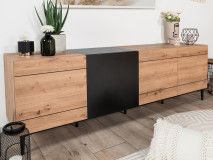 Dressoir NOLLY 4 deuren zwart/artisan eik 