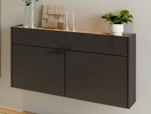 Wandkast AMEYA 2 deuren 1 lade 110 cm grafiet/navarra eik (horizontaal)