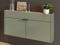 Wandkast AMEYA 2 deuren 1 lade 110 cm groen/navarra eik (horizontaal)