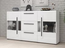 Dressoir TULIO 2 deuren 3 lades wit/hoogglans wit