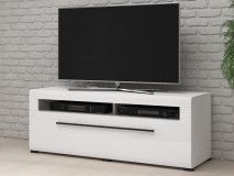 Tv-meubel TULIO 1 lade 140 cm wit/hoogglans wit