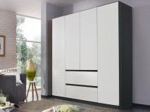Kast MALIS 4 deuren 2 lades alpine wit/metaalgrijs
