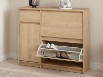 Schoenenkast NARIBA 3 deuren 1 lade jackson eik 