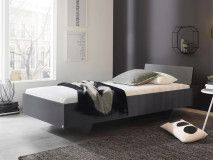 Bed IXANA 90x200 cm metaalgrijs met hoofdeinde met lattenbodem