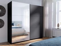 Kledingkast ARSENIC 2 deuren 151 cm grafiet met spiegel 