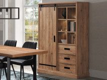 Vitrinekast PIRELI 1 deur 3 lades scarlet eik met led 