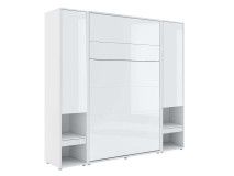Opklapbed CONCEPTION PRO 120x200 cm wit/hoogglans wit (verticaal) met kasten