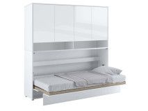 Opklapbed CONCEPTION PRO 90x200 cm wit/glanzend wit (horizontaal) met opzetkast