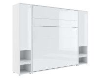 Opklapbed CONCEPTION PRO 180x200 cm wit/hoogglans wit (verticaal) met kasten