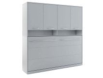 Opklapbed CONCEPTION 90x200 cm mat grijs (horizontaal) met opzetkast 