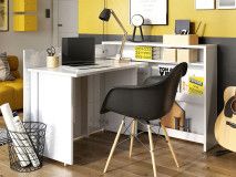 Uitklapbaar bureau CONCEPTION PRO wit/hoogglans wit links 