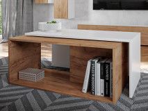 Rechthoekige salontafel KINGSTON DELUXE wit/gouden eik 