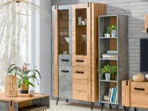 Vitrinekast MILPO 4 deuren wotan eik/beton